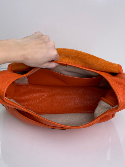 Hermes Orange Clemence Bourlingue Bag GHW