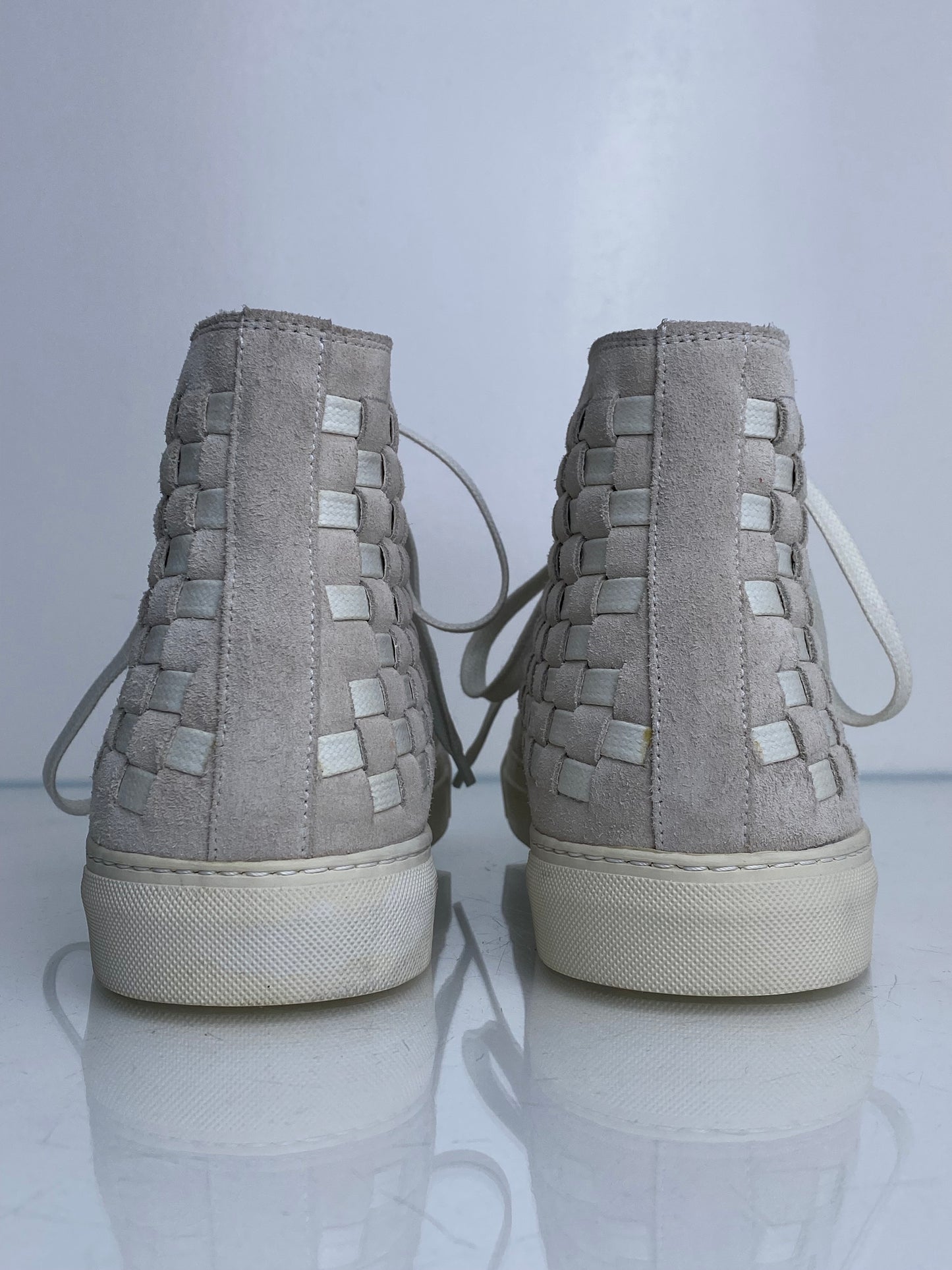 Marc Jacobs Men’s White & Gray Suede High Top Sneakers, 12