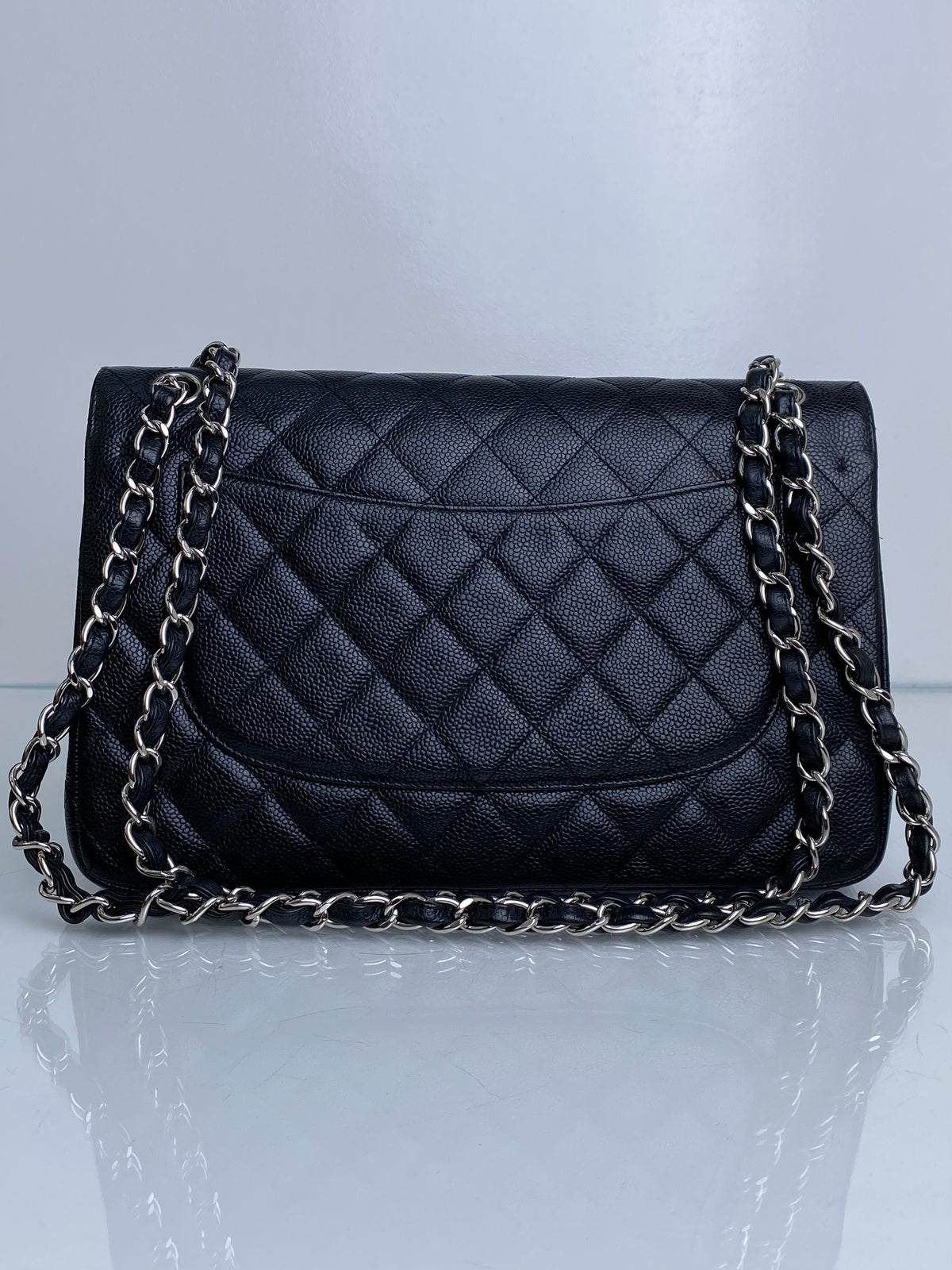 Chanel Black Caviar Classic Jumbo Double Flap Bag SHW #19