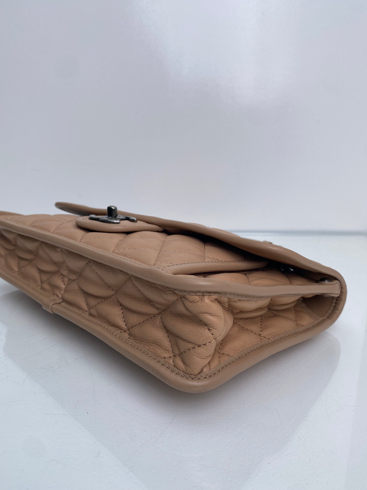 Chanel Beige French Riviera Calfskin Medium Flap RHW