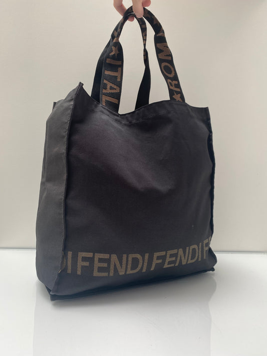 Fendi Brown Canvas ‘Fendi’ Tote