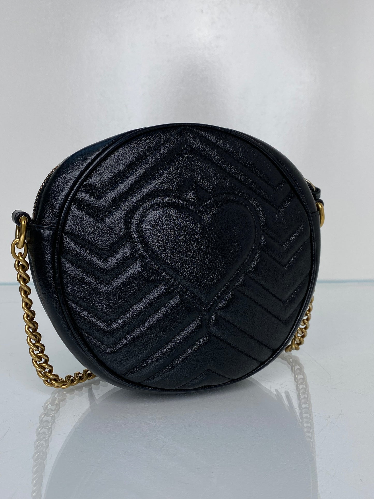 Gucci Black GG Round Marmont GHW