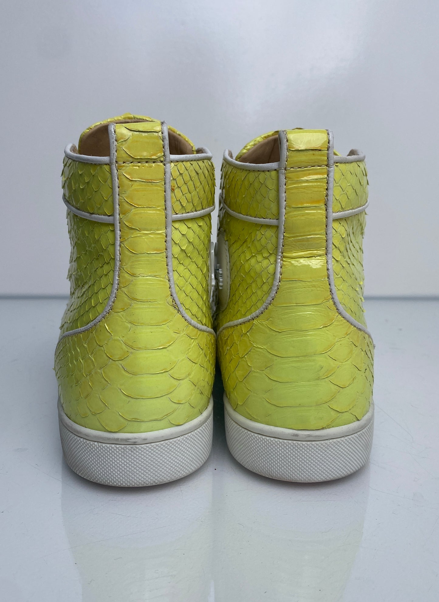 Christian Louboutin Yellow Python High-Top Sneakers, 43