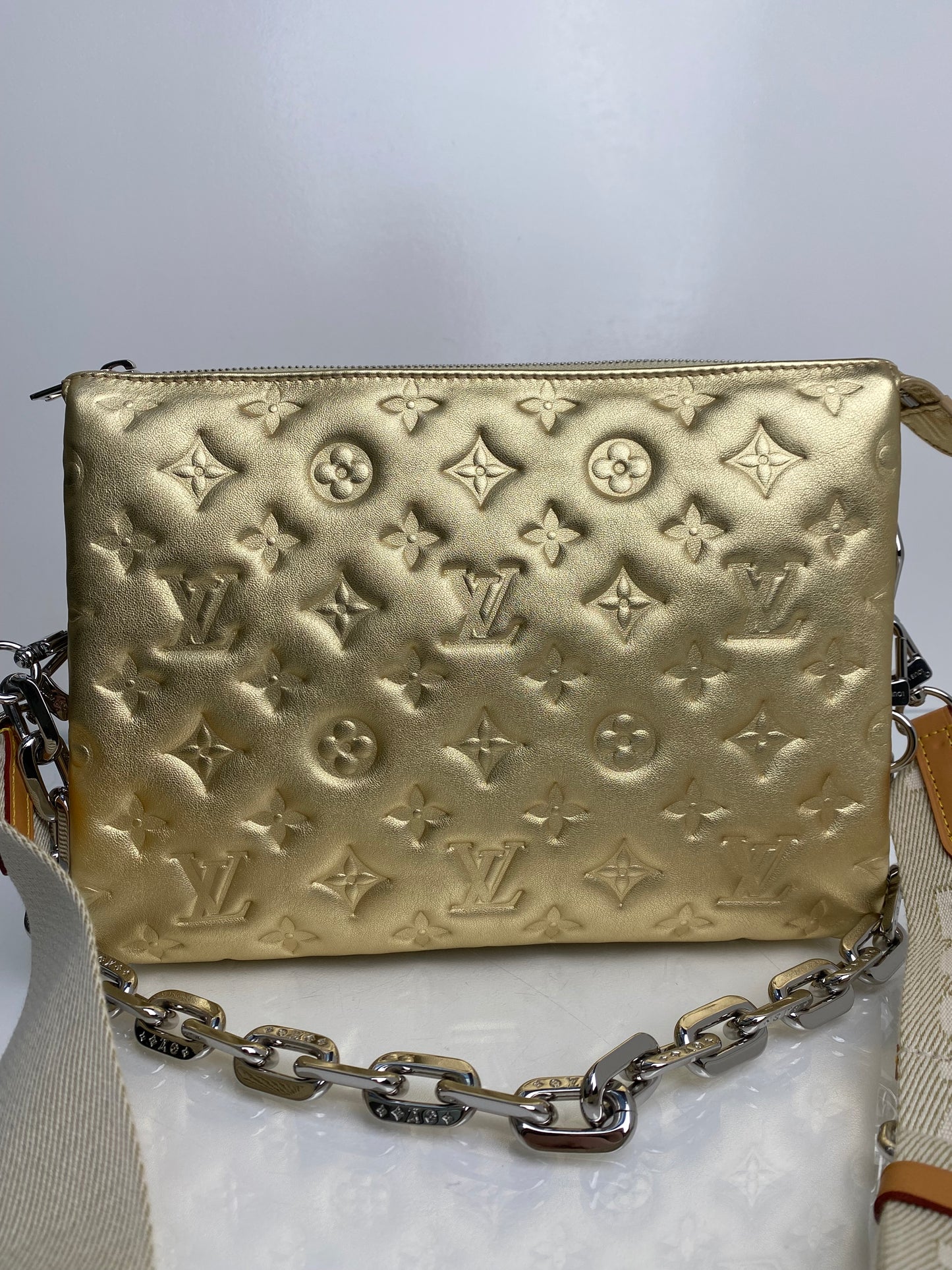 Louis Vuitton Gold Coussin Monogram Embossed Lambskin PM