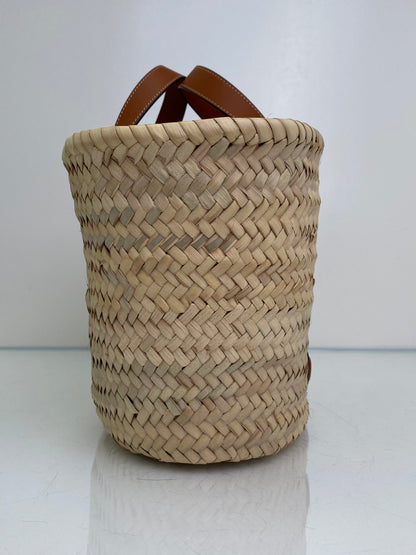 Celine Triomphe Tan & Brown Classic Panier Raffia Basket Bag