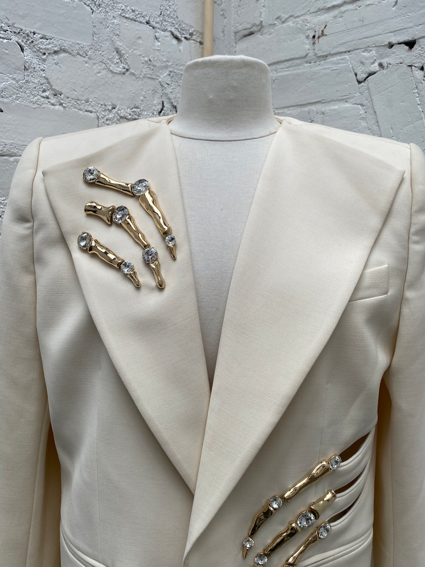 Area Cream Crystal Claw Blazer, EST L