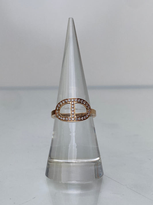 Hermes 18KR 0.21 ctw Diamond Chaine d'ancre Contour Ring Medium Model, 6.25