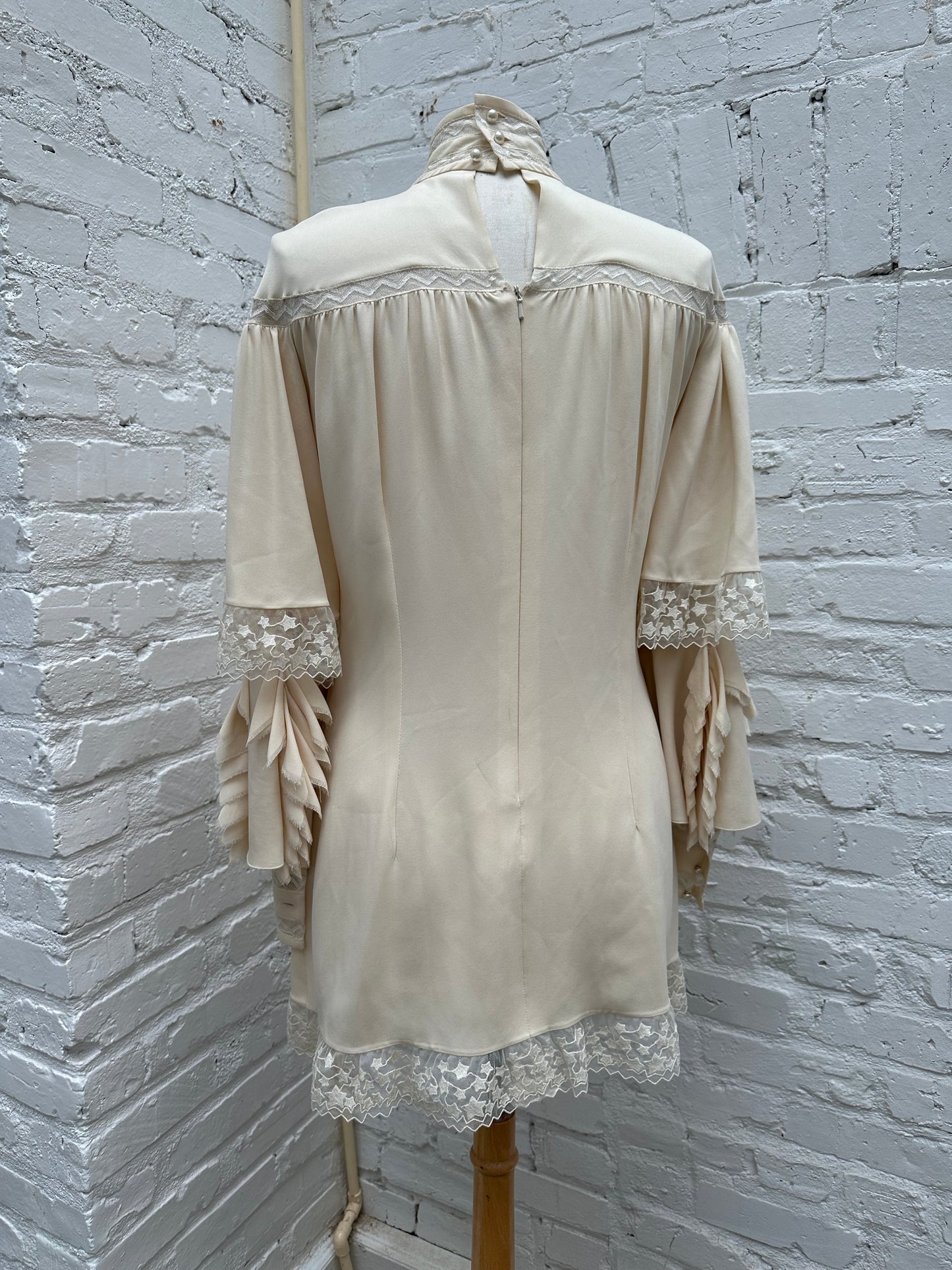 Chanel Cream Silk Ruffle Dress, 36