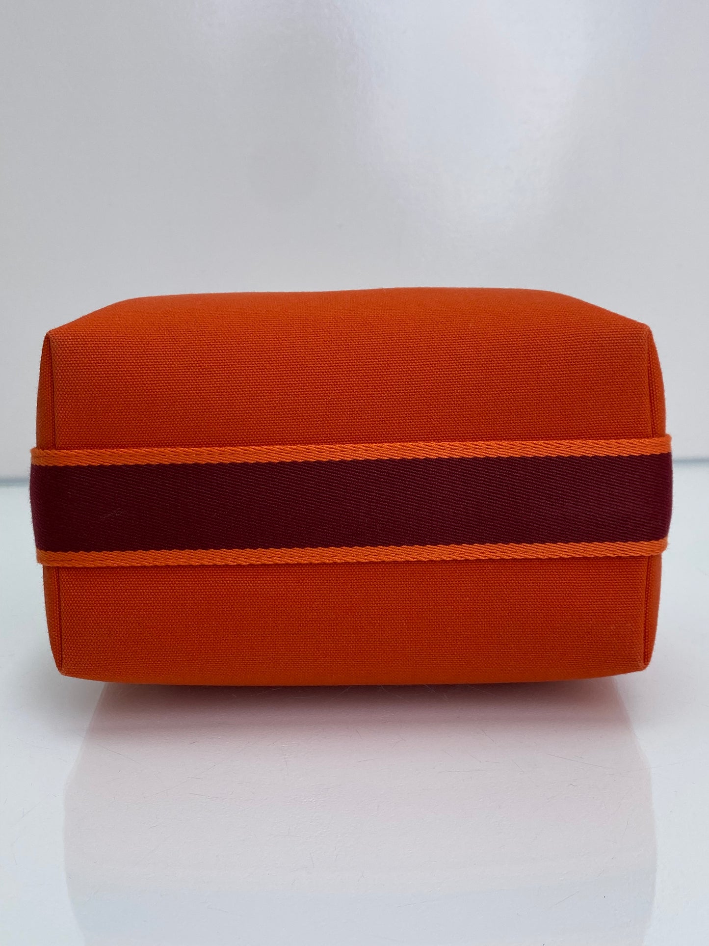 Hermes Bride A Brac PM Orange & Burgundy Toile Bag