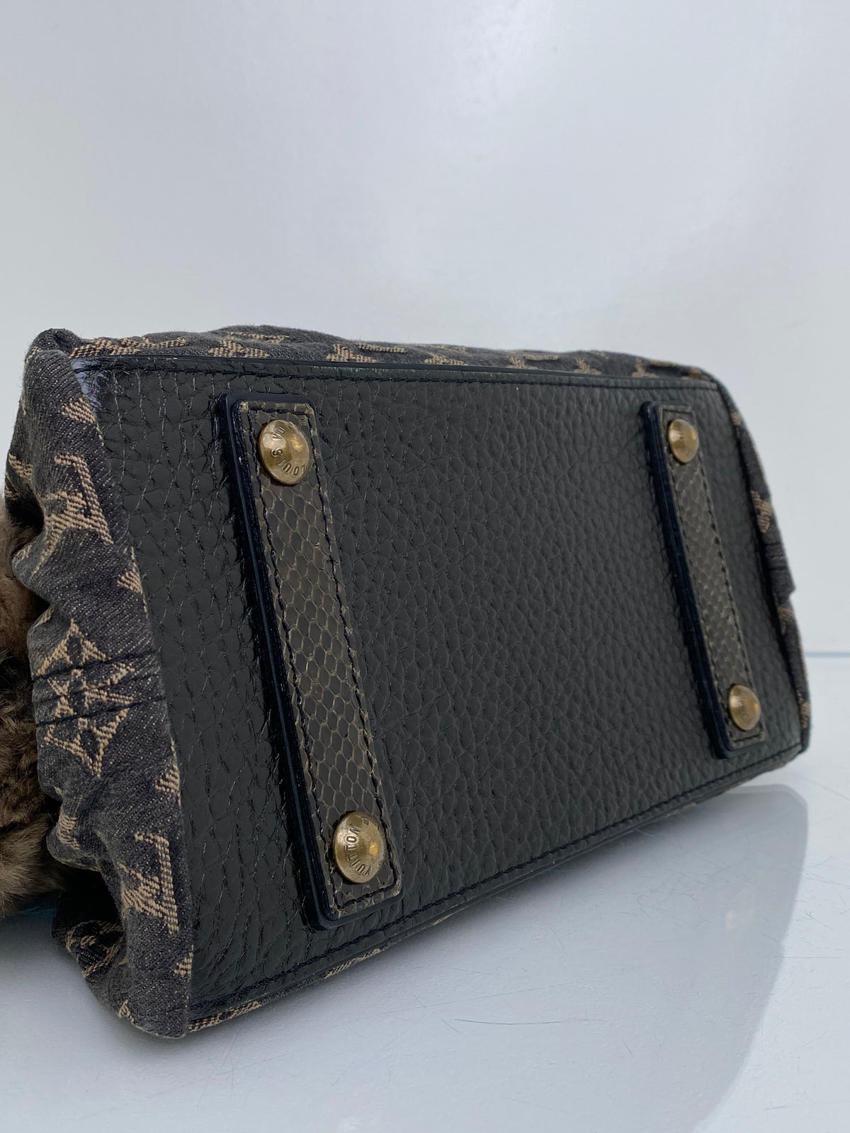 Louis Vuitton Vintage Black Denim, Fur, & Exotic Demi - Lune Bag TTHW