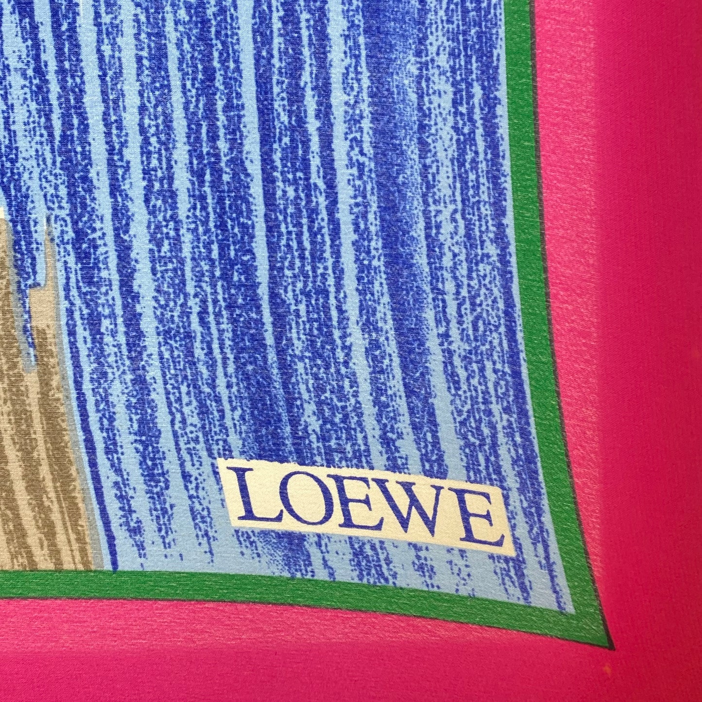 Loewe Vintage Pink, Blue, & Green Floral Silk Scarf