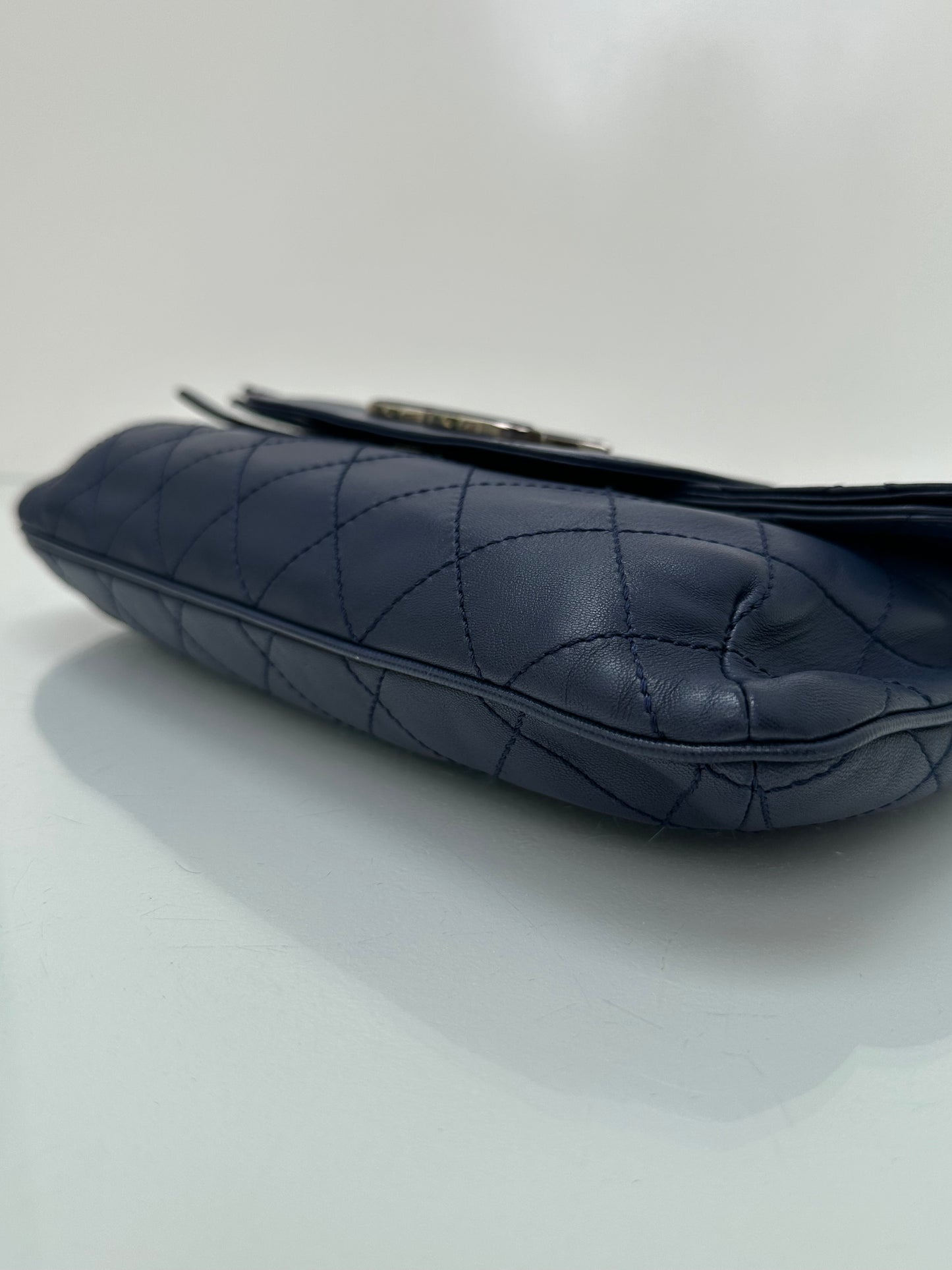 Chanel Blue Lambskin Quilted CC Clutch SHW #14
