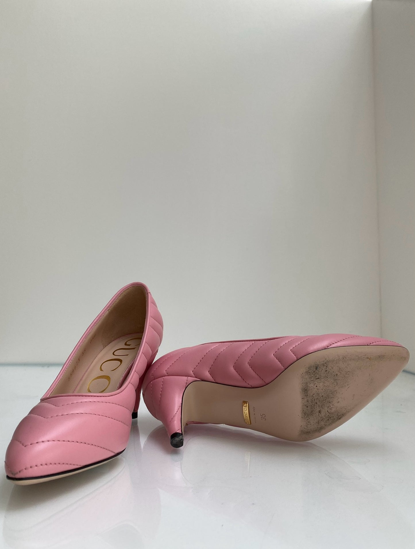 Gucci Pink Marmont Leather Heels, 35