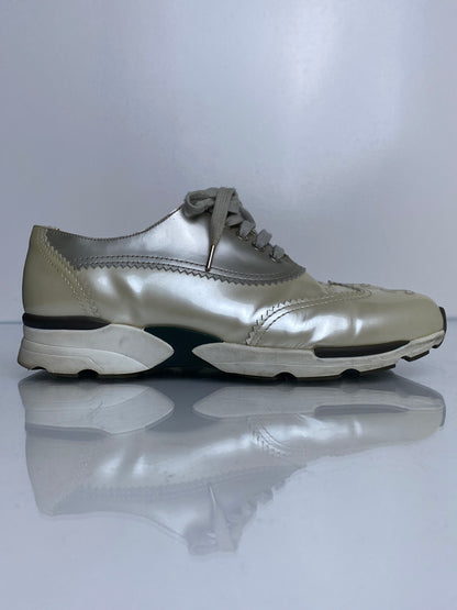 Chanel Pearl Patent Oxford Style CC Sneakers, 9