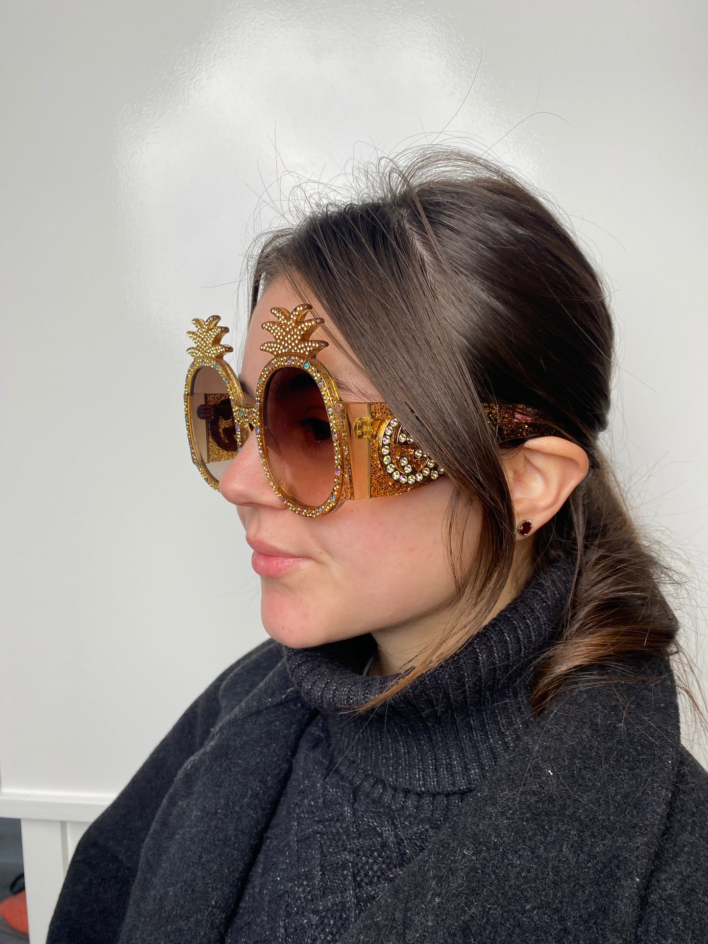 Gucci Hollywood Forever Pineapple Gold Sunglasses