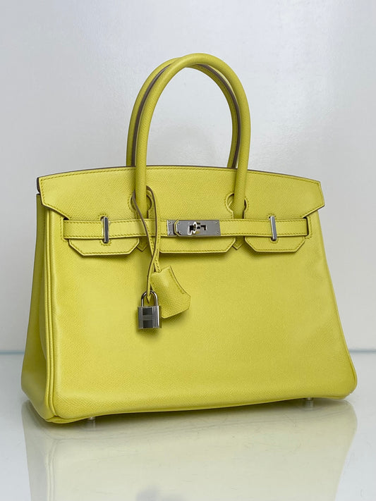 Hermes Birkin 30 Lime Epsom PHW #Q