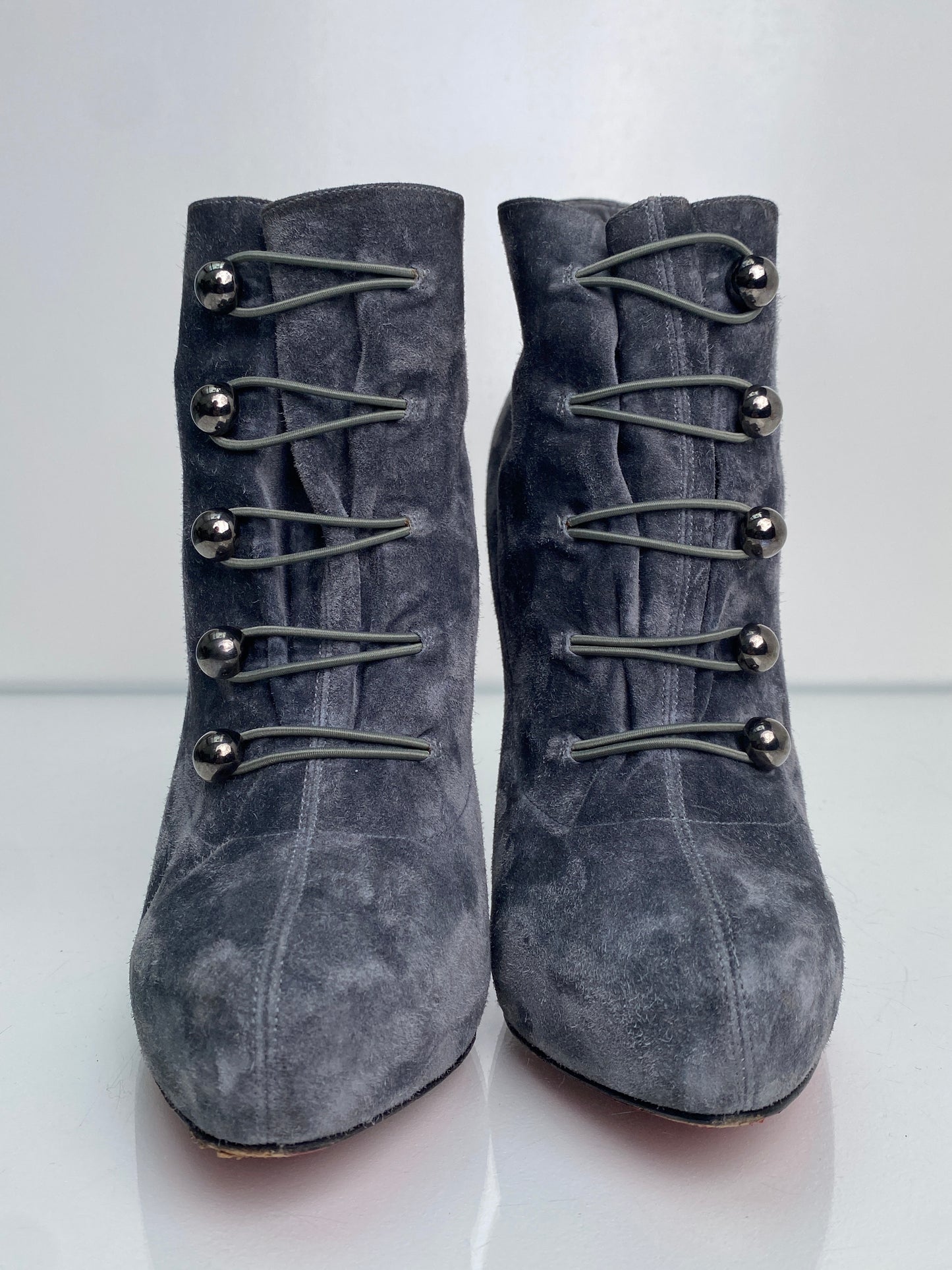 Christian Louboutin Grey Suede Booties, 41