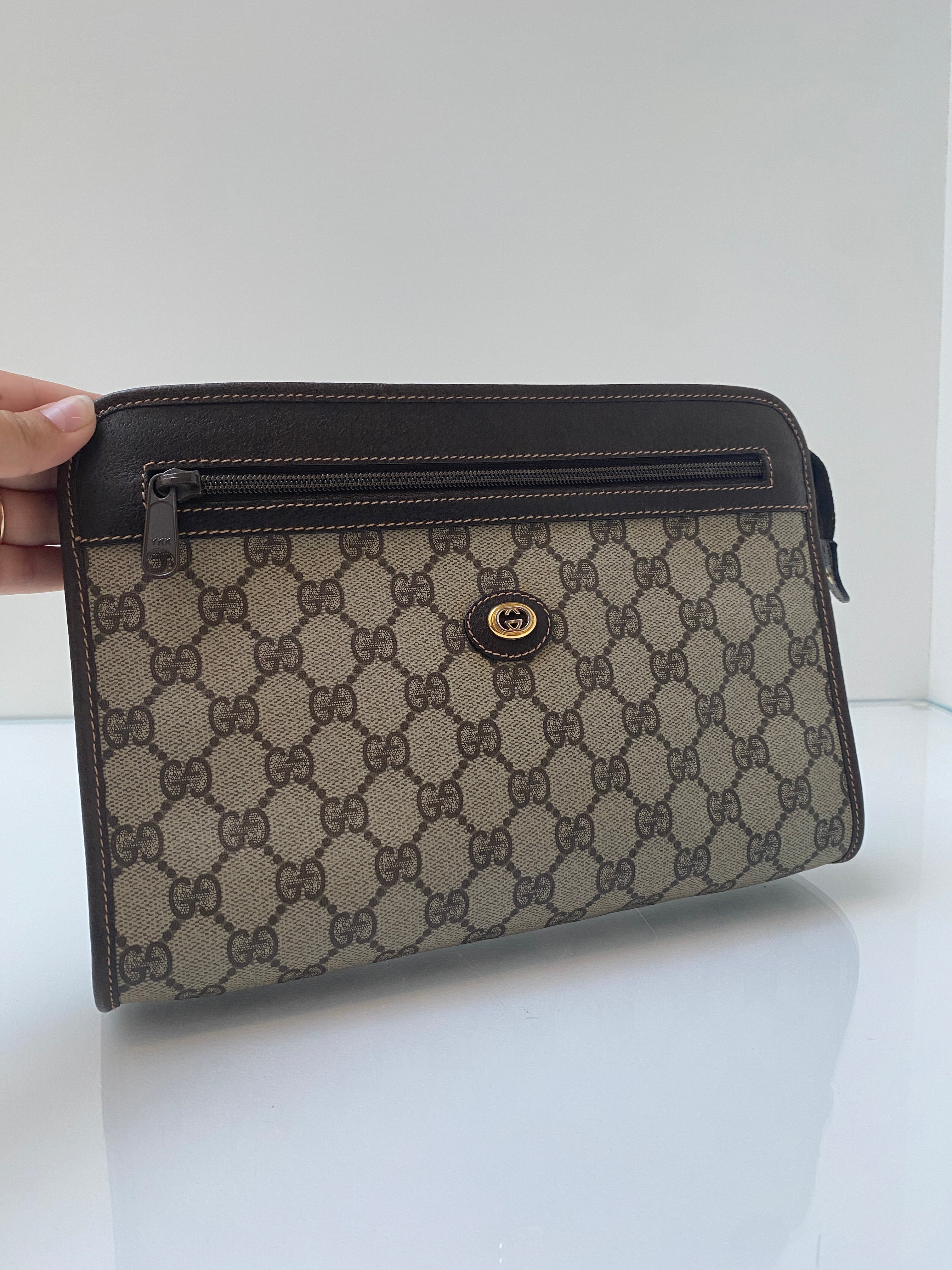 Gucci monogram pouch sale