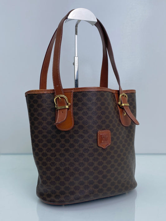 Celine Vintage Macadam Buckle Tote Bag GHW