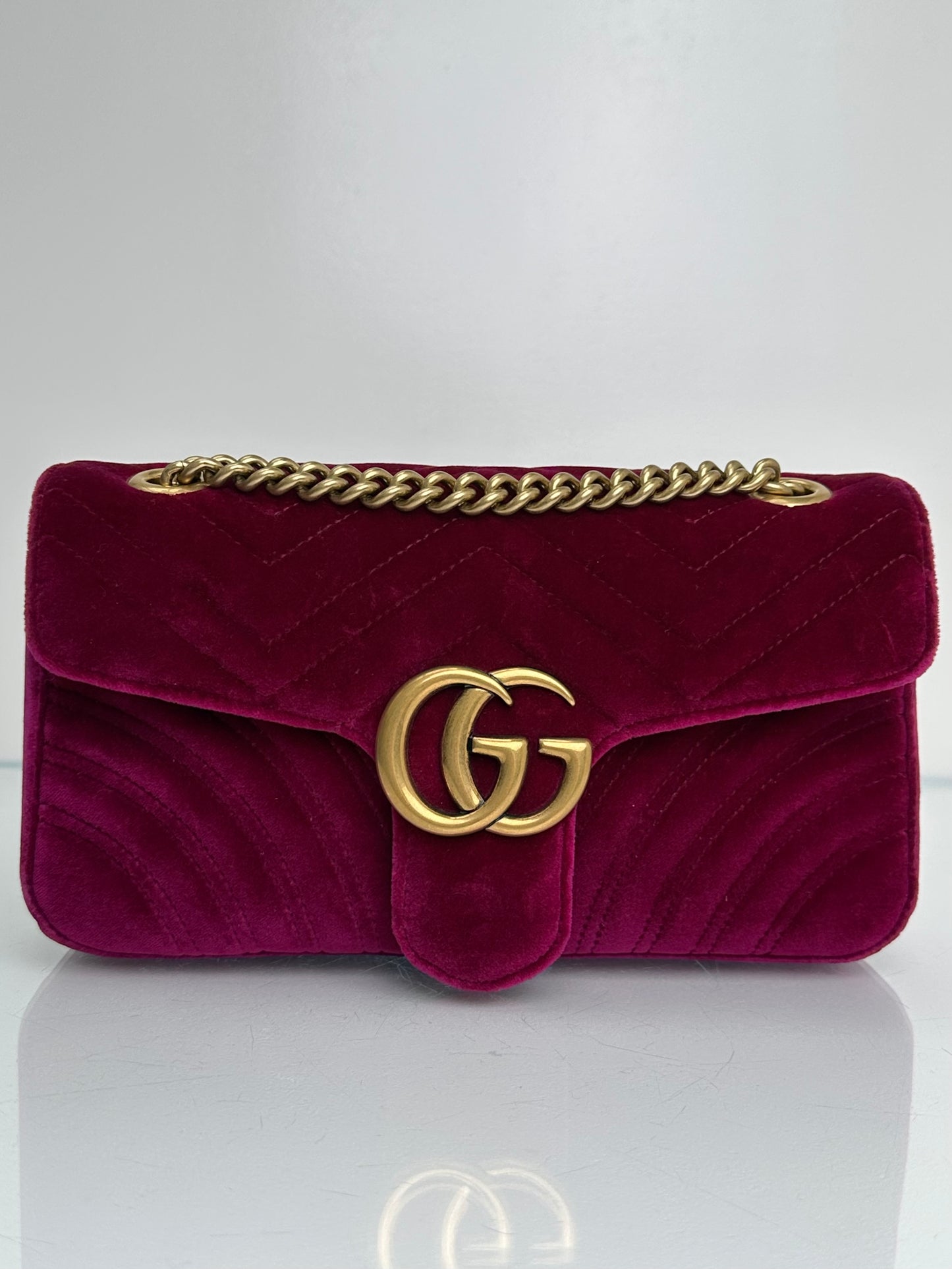 Gucci Purple Velvet Marmont Bag GHW