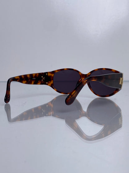 Saint Laurent Vintage Tortoise & Gold Block 'YSL' Sunglasses