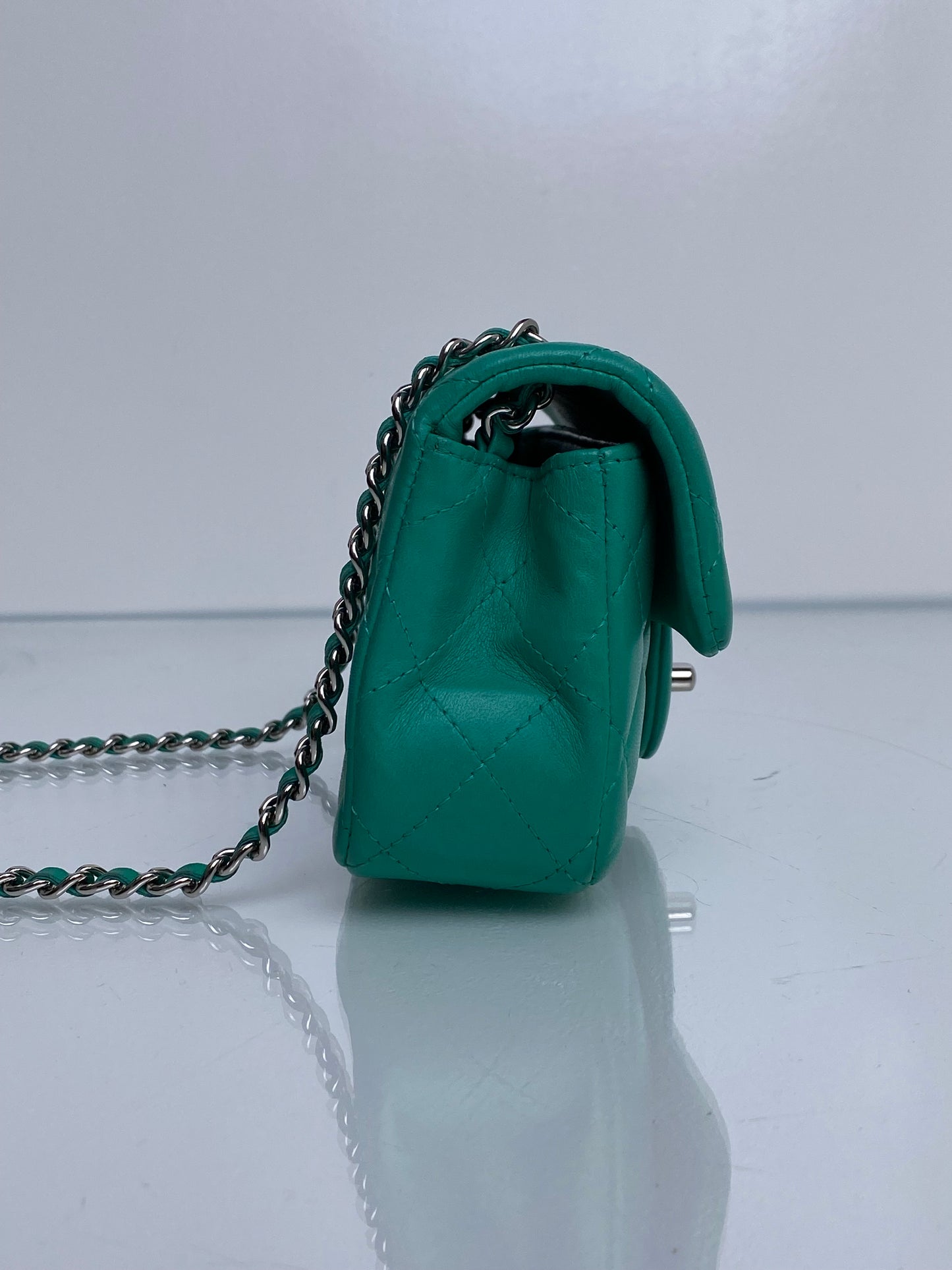 Chanel Mint Green Mini Rectangle Lambskin SHW