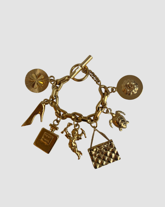 Chanel 24k Gold Plated Charm Bracelet