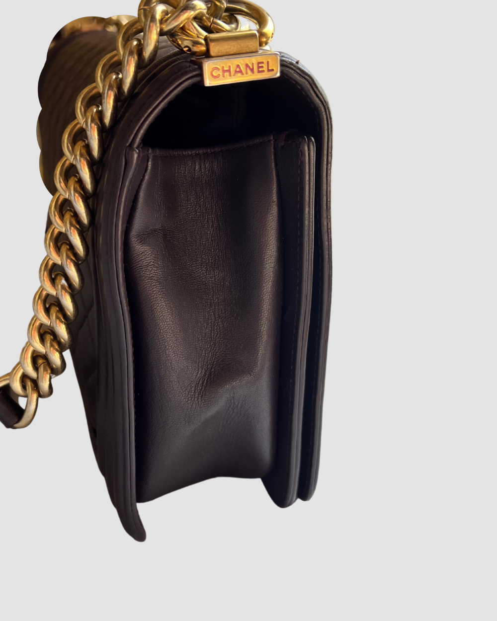 Chanel Boy Bag Aubergine Lambskin GHW #23, D + C