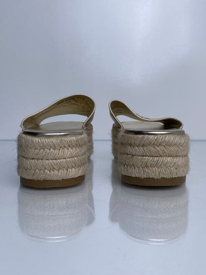 Prada Champagne Platform Espadrilles, 39.5