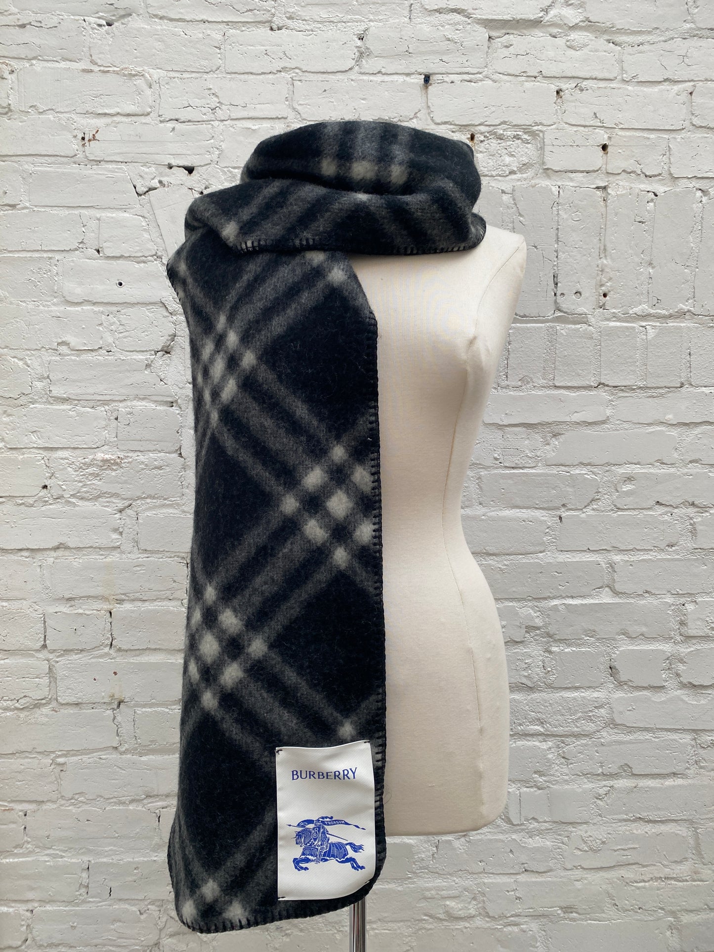 Burberry Black/White Plaid Scarf
