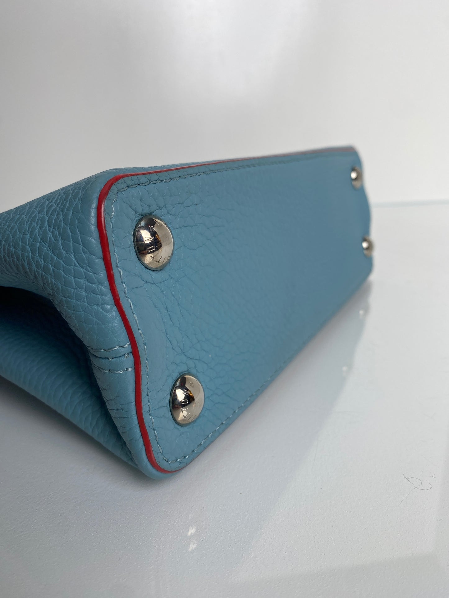 Louis Vuitton Blue & Coral Capucine MM Bag SHW