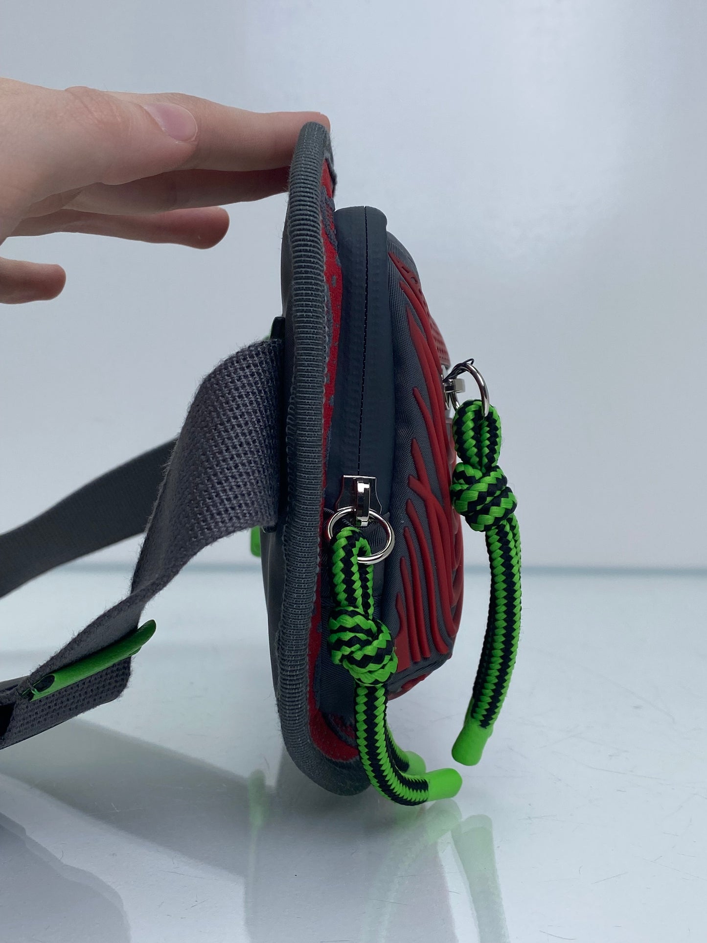 Gucci Grey, Red, & Neon Green Jersey GG Rubber Bum Bag SHW