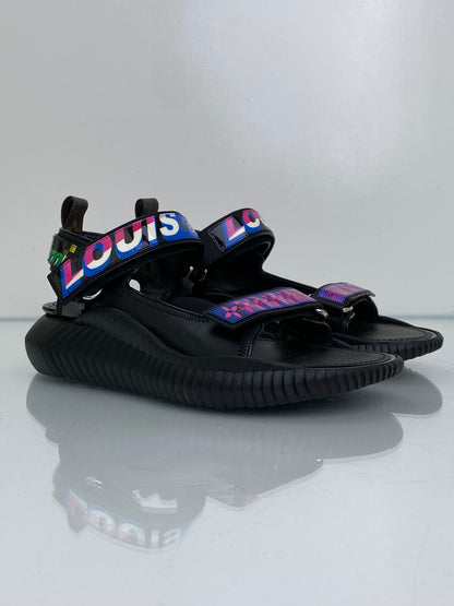 Louis Vuitton Black & Multicolor "Race Underwater" Dad Sandals, 38.5