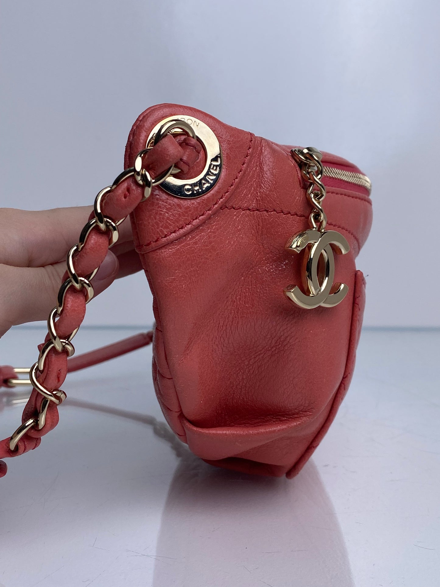 Chanel Pink Crumpled Glazed Lambskin Quilted Waist Bag GHW #25