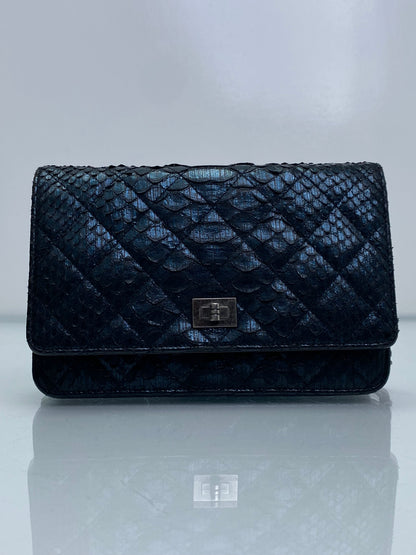 Chanel Reissue Black & Blue Python Wallet On Chain RHW