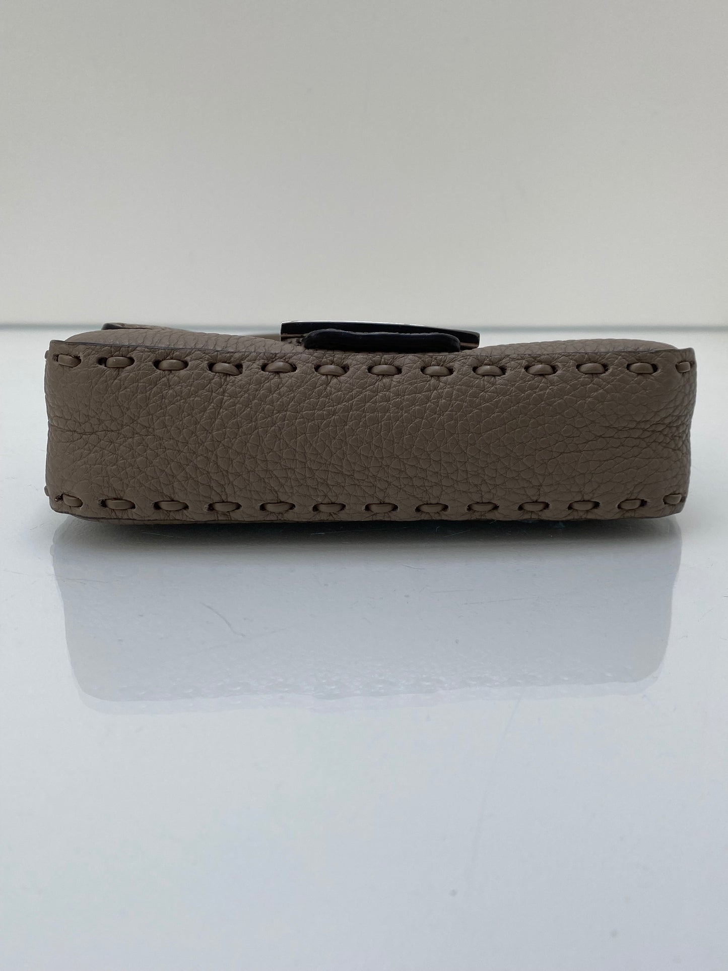 Fendi Dove Grey Selleria Baguette Mini Bag SHW