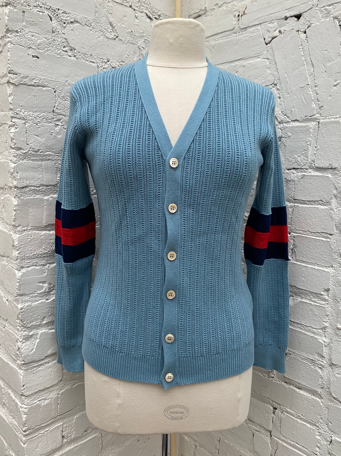 Gucci Kids Blue Web-Striped Varsity Cardigan, 12Y