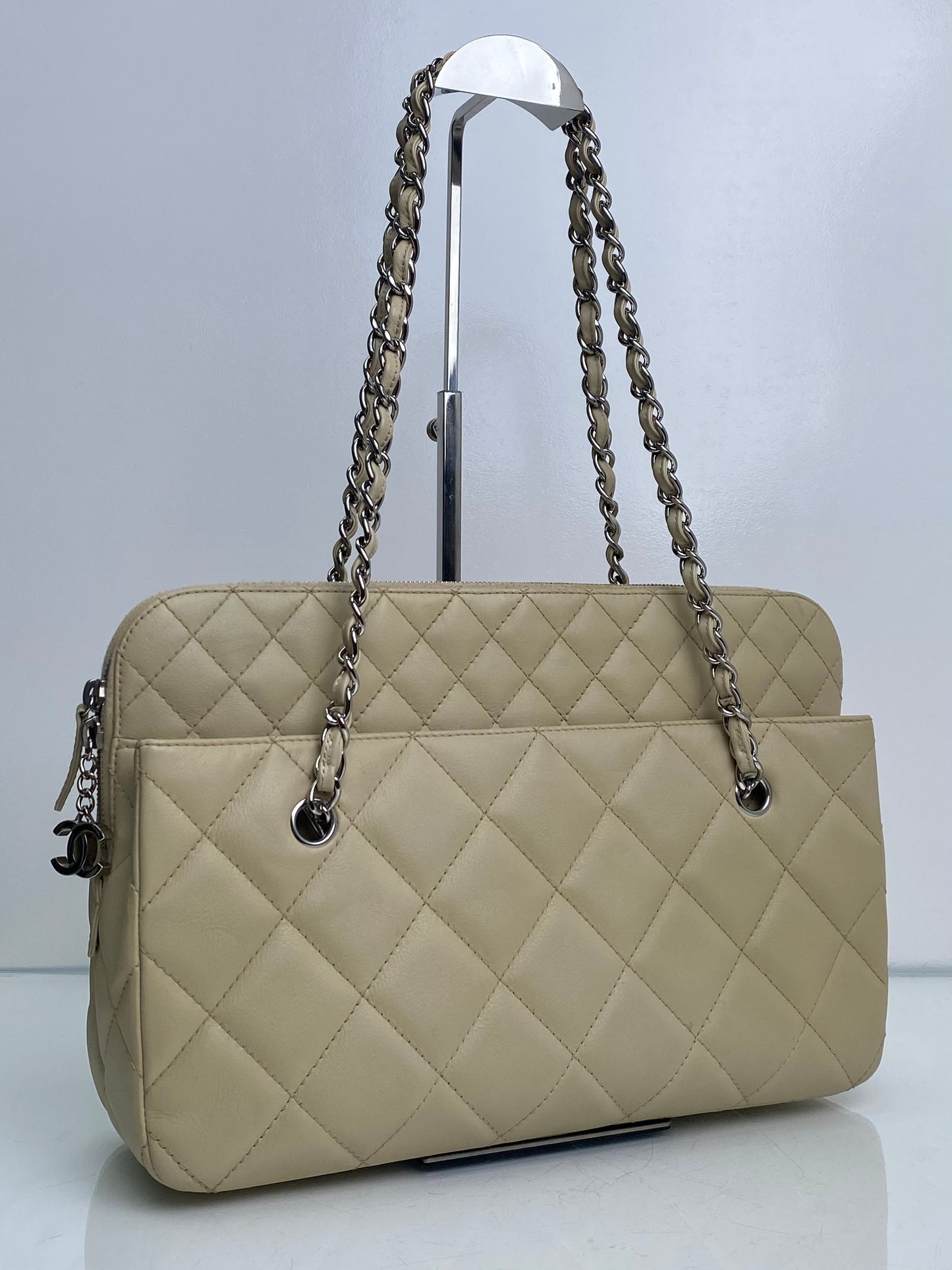 Chanel Light Beige CC Quilted Tote SHW #15