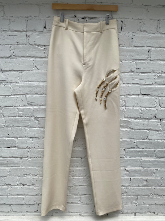 Area Cream Crystal Claw Pants, 8