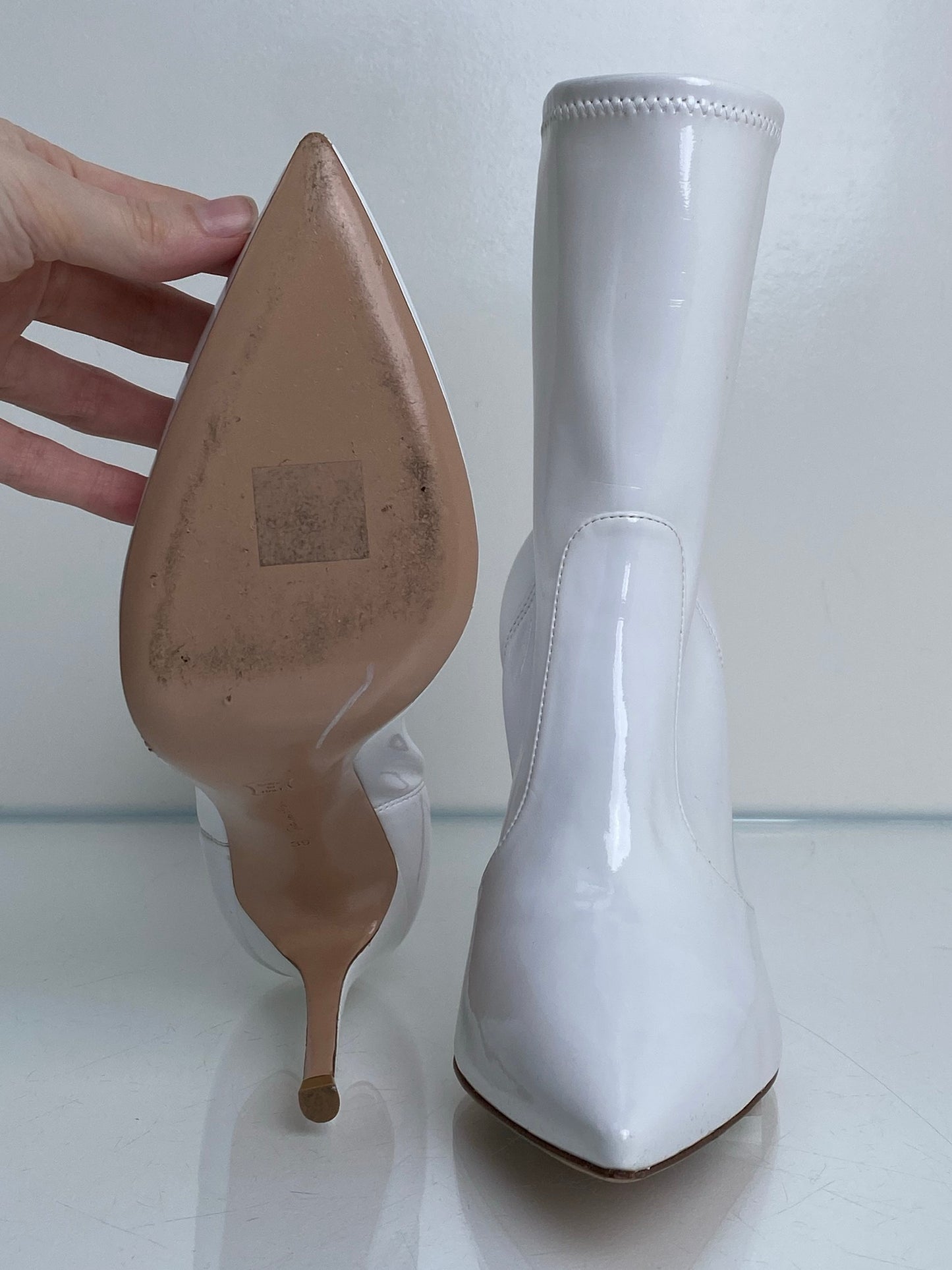 Gianvito Rossi White Patent Booties, 39