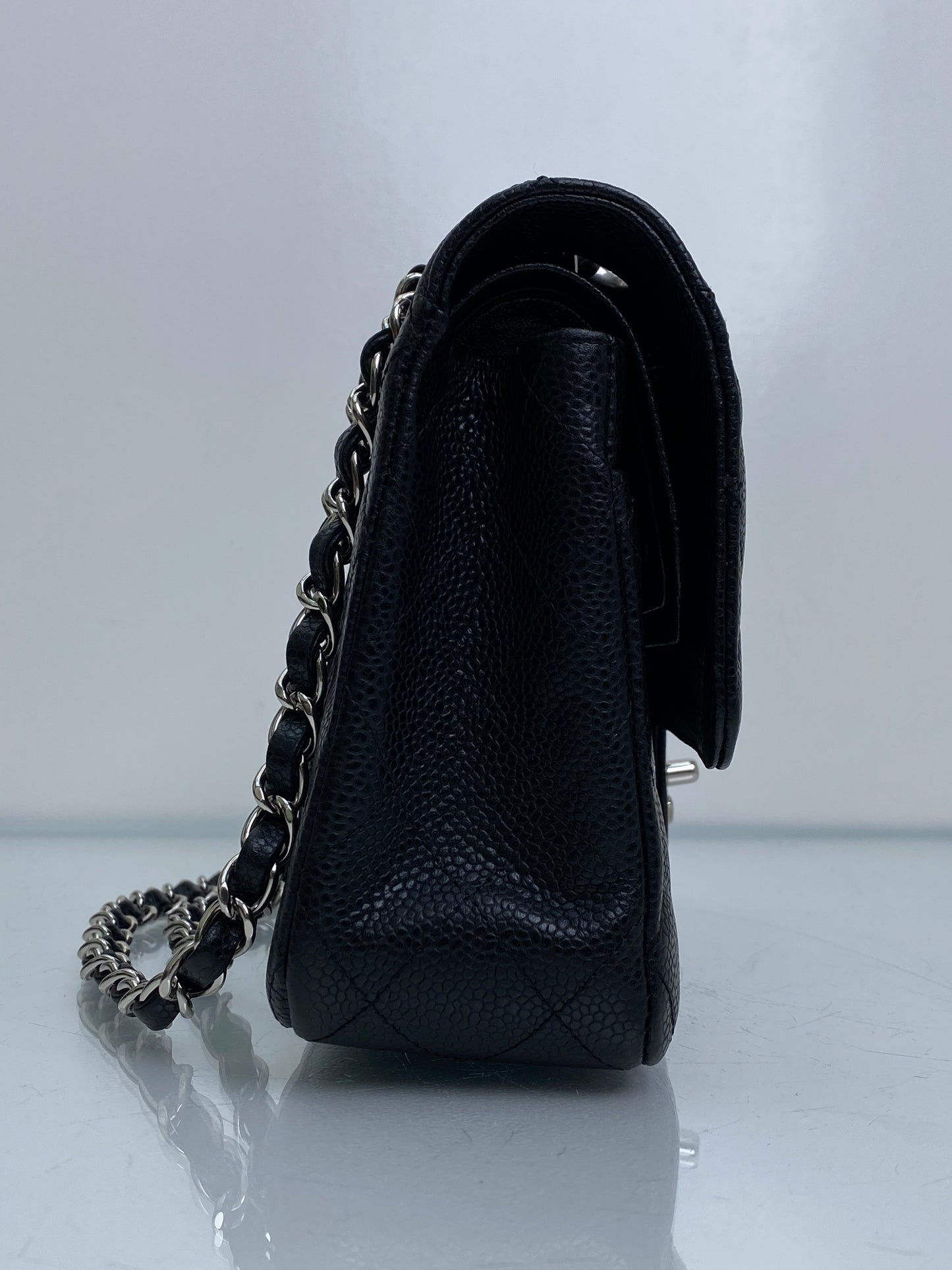 Chanel Black Caviar Classic Double Flap Medium Bag SHW #12