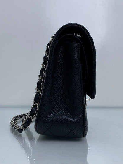 Chanel Black Caviar Classic Double Flap Medium Bag SHW #12