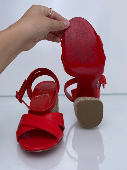 Christian Louboutin Red Crossover Espadrilles, 38