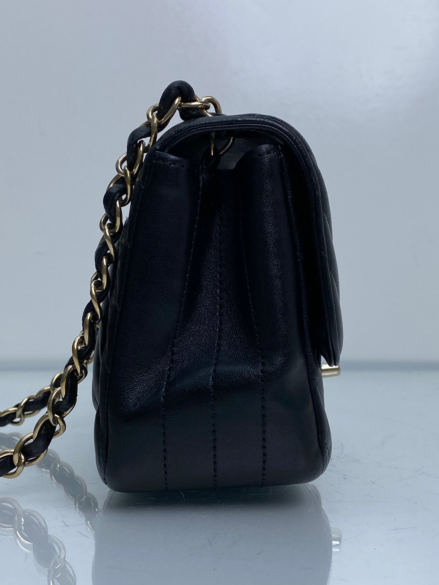 Chanel Black Chevron Lambskin Classic Mini Square Flap Bag GHW #23