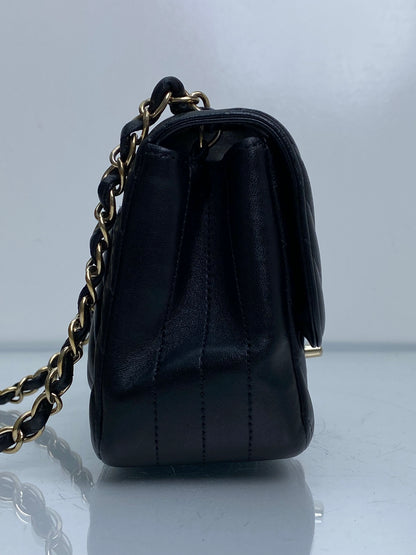 Chanel Black Chevron Lambskin Classic Mini Square Flap Bag GHW #23