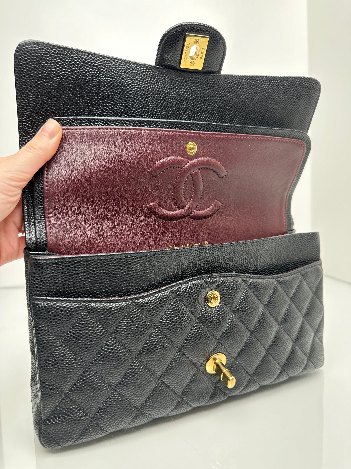 Chanel Black Medium Caviar Classic Double Flap GHW