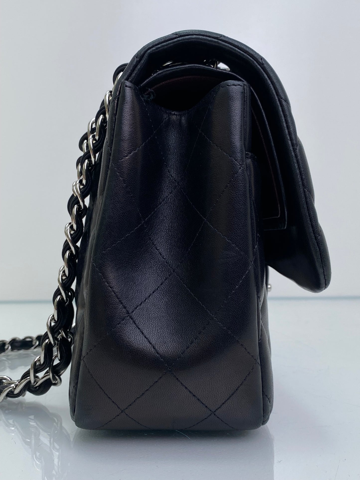 Chanel Black Quilted Lambskin Classic Double Flap Jumbo Bag GHW #17