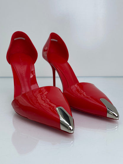 Alexander McQueen Red Patent & Silver Pump Heels, 39.5