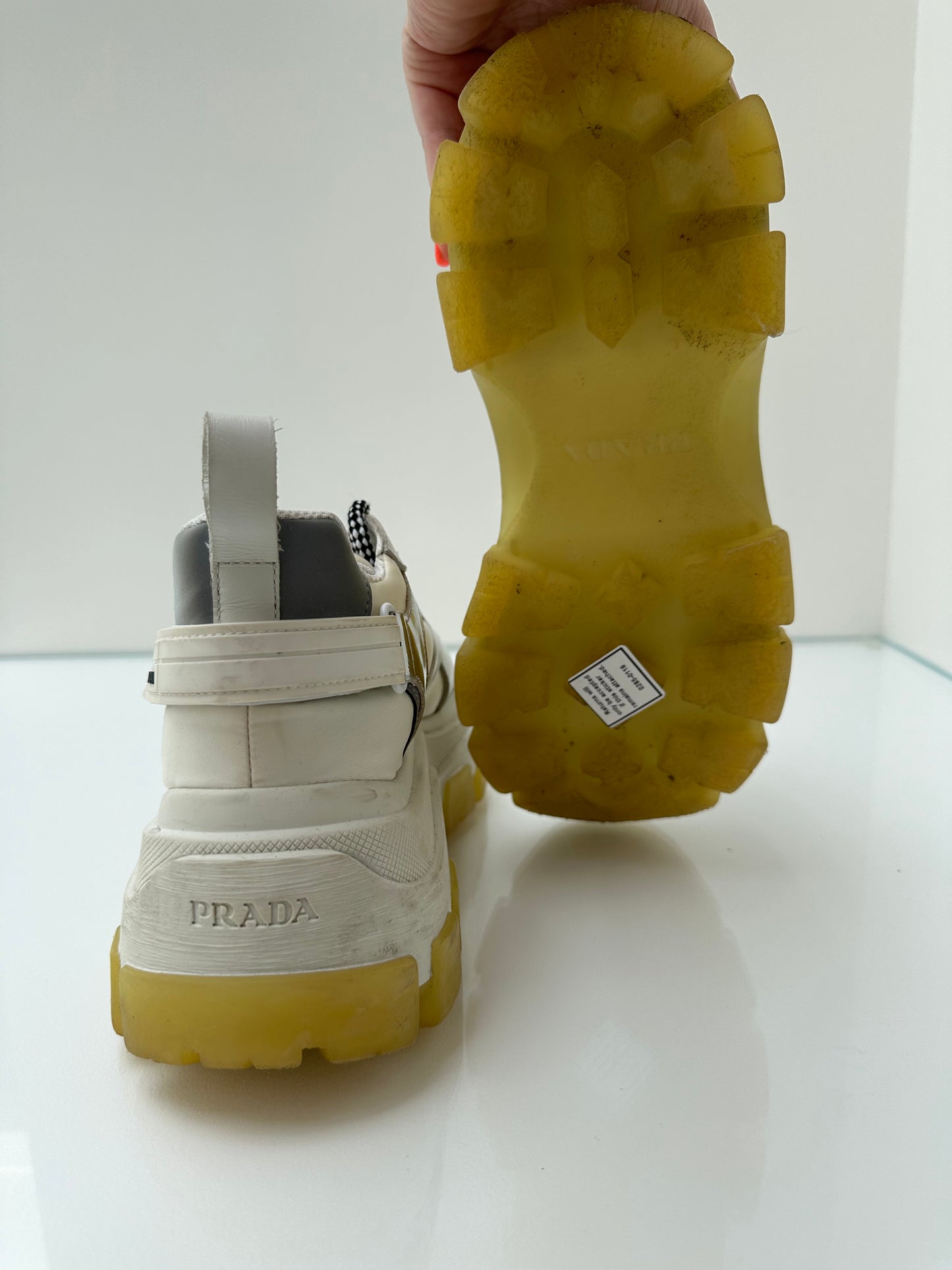 Prada Cream & Silver Chunky Sneakers, 38