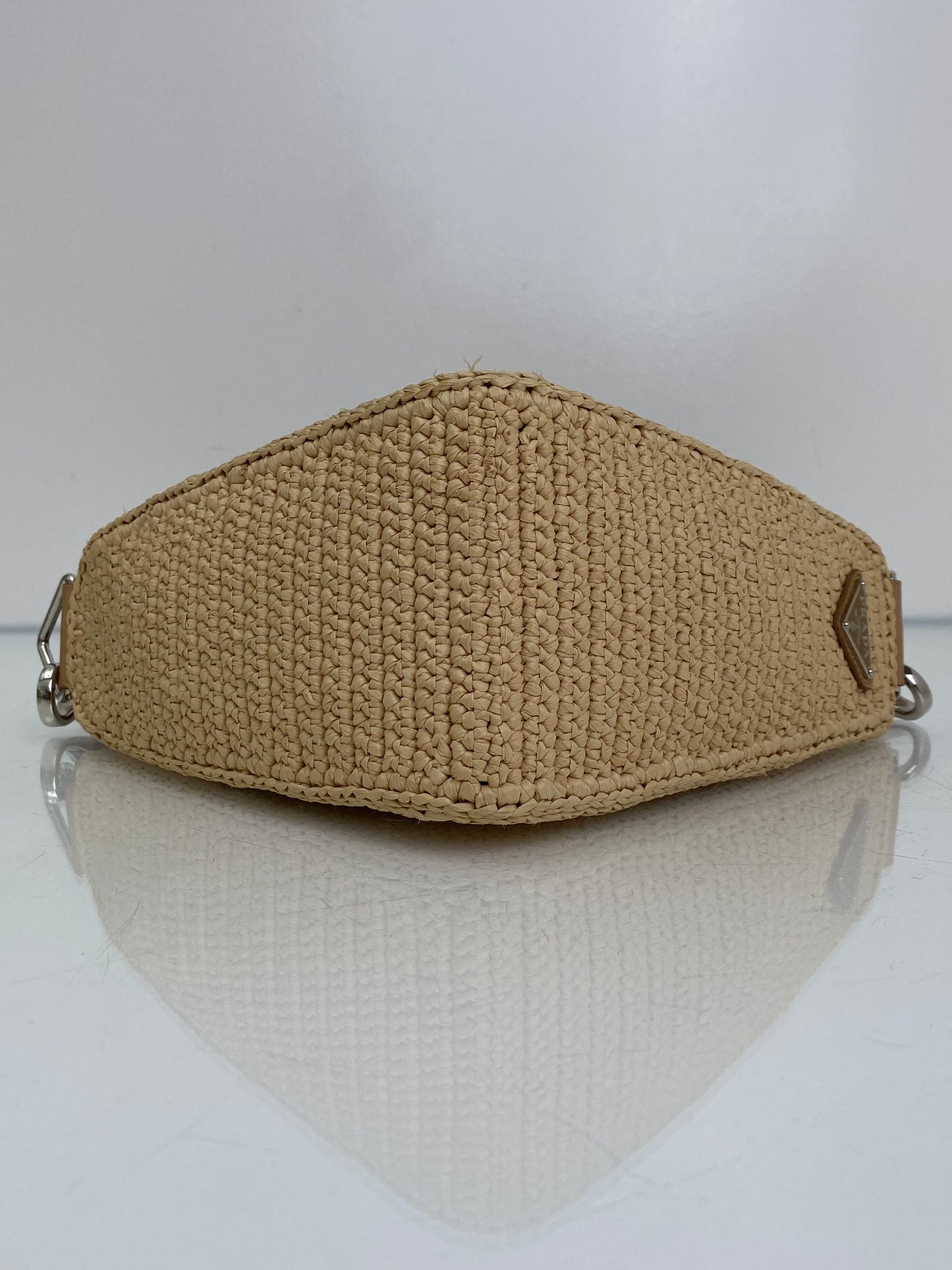Prada Tan Raffia Logo Triangle Bag SHW